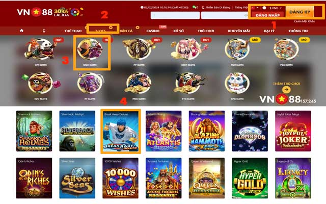 Chinh Phục Break Away Deluxe VN88 - Cách Chơi Và Mẹo Vàng Thắng Lớn 7 Hướng dẫn tham gia Break away Deluxe tại VN88