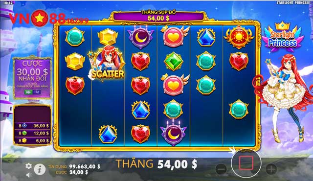 Starlight Princess VN88 - Game Máy Đánh Bạc Trực Tuyến Ăn Tiền Thật 6 Biểu tượng và tính năng đặc biệt trong game