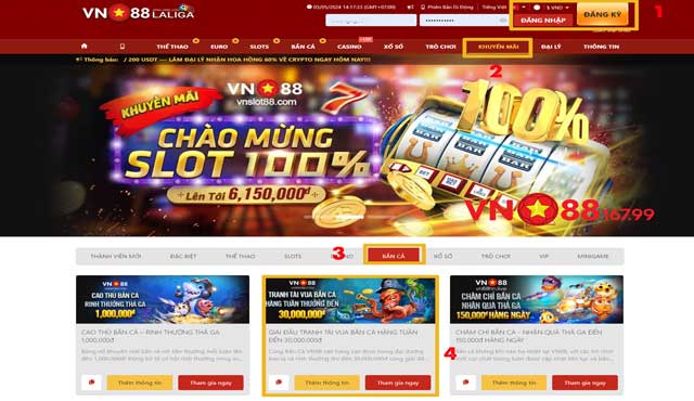 Khuyến Mãi Giải Đấu Tranh Tài Vua Bắn Cá Hàng Tuần Đến 30,000,000đ 5 Các bước nhận khuyến mãi tại VN88