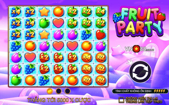 Fruit Party Slot VN88 - Hướng Dẫn Cách Chơi & Mẹo Chơi Thắng Đậm 6 Slot Fruit Party VN88