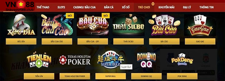 Super Bull Là Gì? Hướng Dẫn Chơi Bài Super Bull Trực Tuyến Tại VN88 8 Nhấn vào trò chơi trên trang chủ VN88