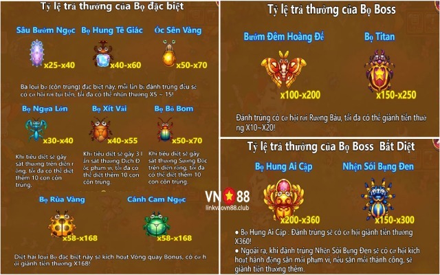 Săn Côn Trùng VN88 - Tựa Game Bắn Cá Hot Nhất Thị Trường 9 ty le tra thuong boss lon 1 1 1 1